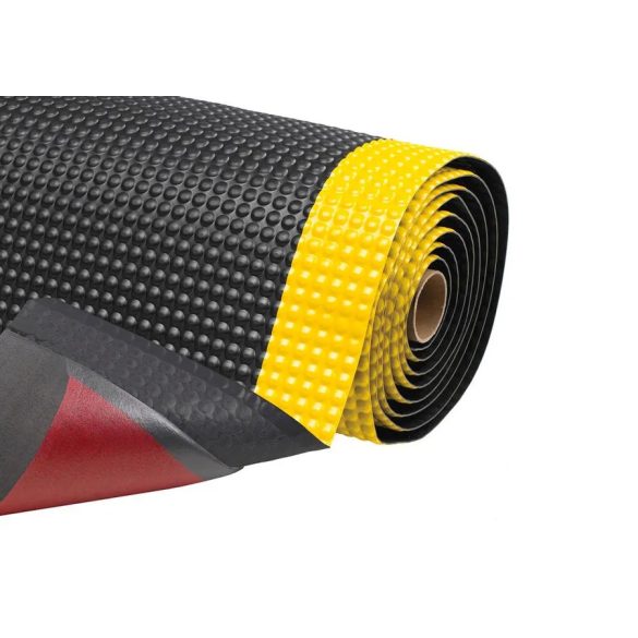 Fáradtság elleni szőnyeg, PVC, fekete-sárga, 600 x 910 mm