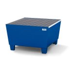   Acél kármentő tálca 1 hordóhoz, 885x815x478 mm, lakkozott, aláfogható, rácsrostéllyal