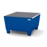 Acél kármentő tálca 1 hordóhoz, 885x815x478 mm, lakkozott, aláfogható, rácsrostéllyal