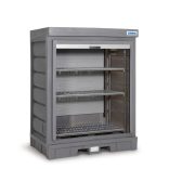 Depó műanyag polccal, kiskannákhoz, redőnyös, 1554 x 1083 x 1980 mm